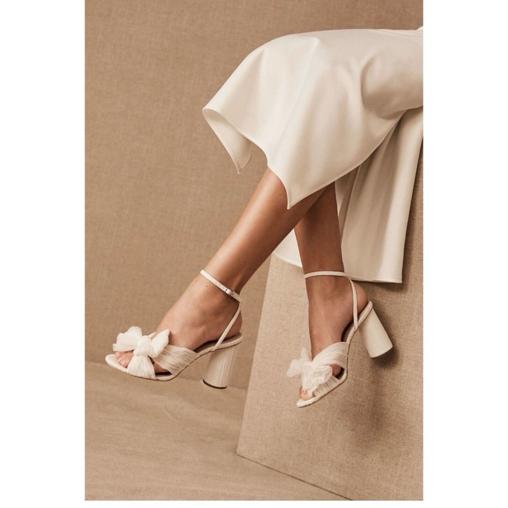 Loeffler Randall Camellia Fabric Bow Ankle Strap Heels